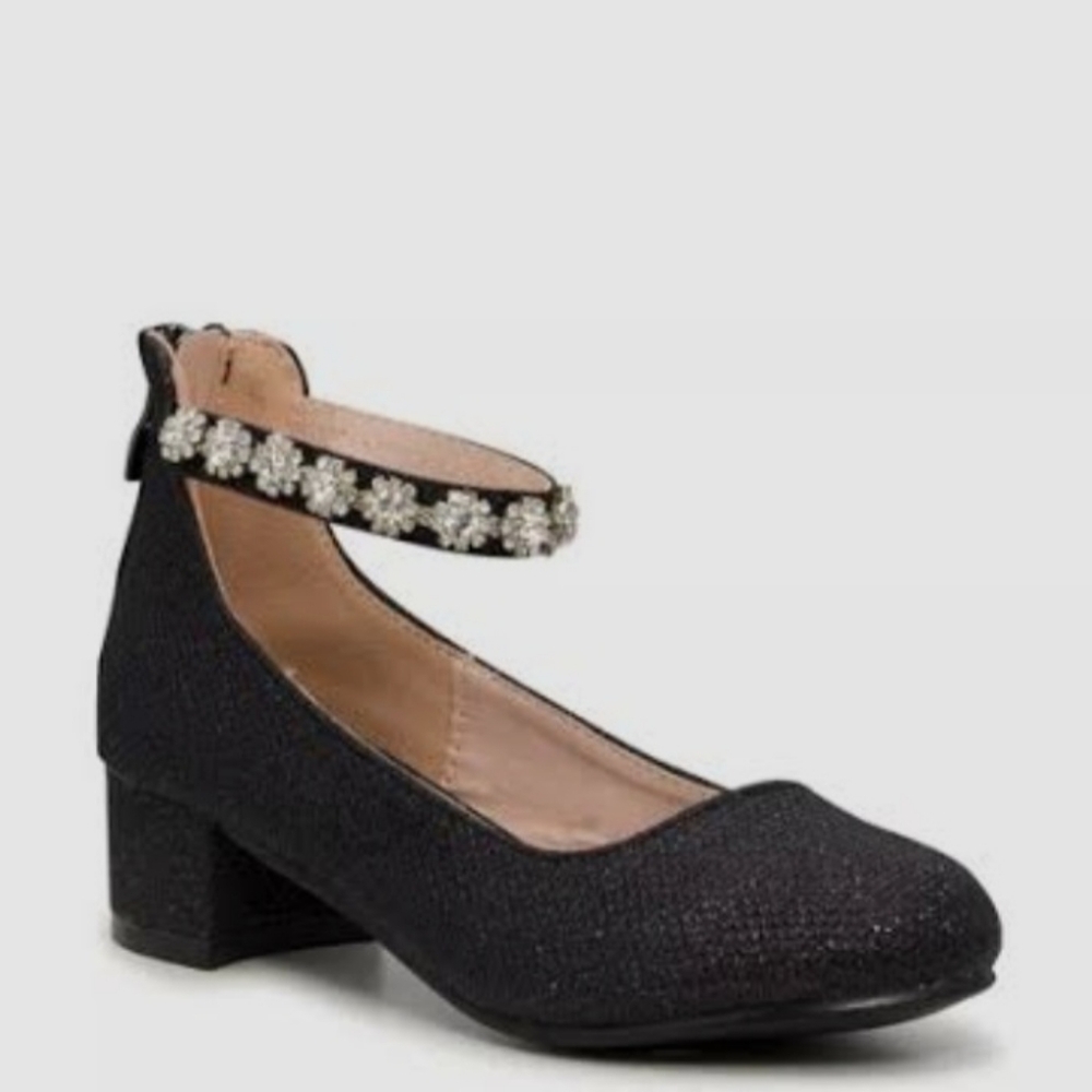 🖤 Badgley Mishka Girls Glitter Mesh Block Heels